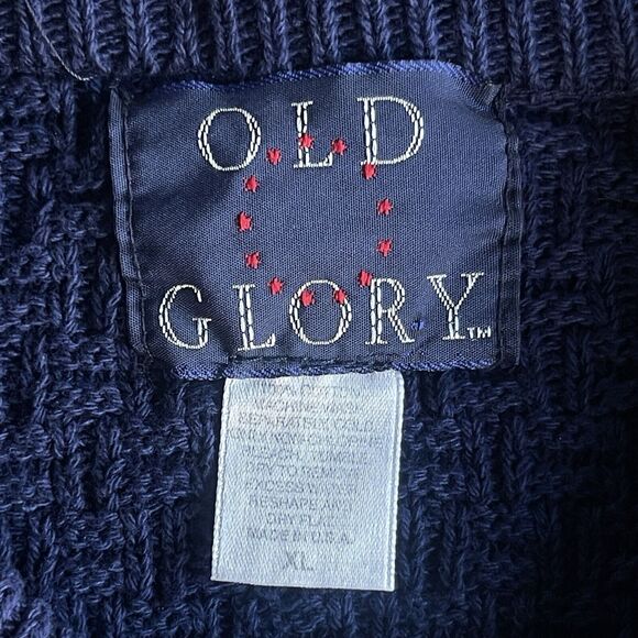 Vintage Old Glory Sweater Mens Extra Large Blue Textured Grandpa Cotton Preppy - Picture 4 of 8